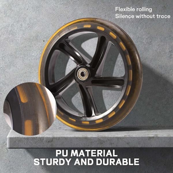 2 kappaletta skootterin pyörää 200 mm PU-materiaalia pyörän paksuus 30 mm ABEC-7 laakeri skootterin lisävarusteet, läpinäkyvä musta