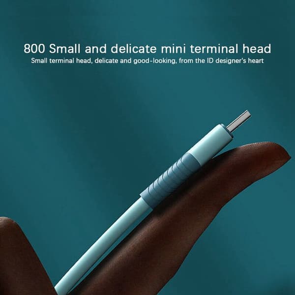 Datakabel -B, Oxygen Pure Copper Core Liquid Silicone Datakabel med lys for Android (1,5M, Blå)