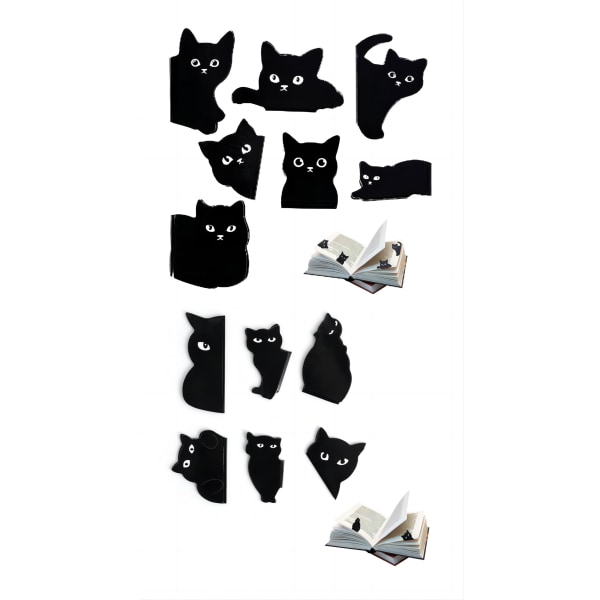 Magneettiset kirjanmerkit, 13 erilaisen söpön kirjanmerkin set opettajille Opiskelijoille kirjojen ystäville , jotka lukevat söpöjä kissamagneettisivumerkkejä (13 osaa)