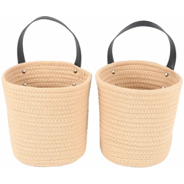 2-pack hängande korgar - 7,87 x 7 tum vävda ormbunkskorgar blomkrukor, vävd korg