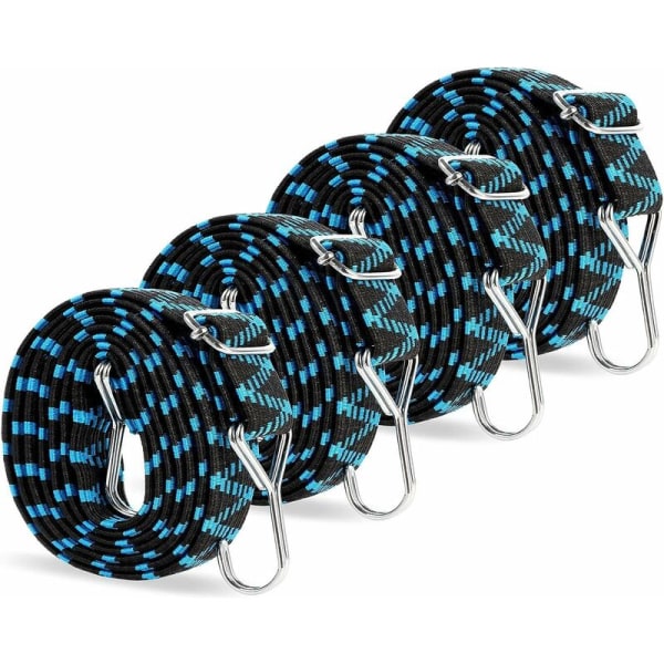 Flats elastiske spennere med kroker 2M, justerbar elastisk strikkstropp med metallkrok, elastisk tau for bagasje, bred elastisk flyttestropp for sykkel