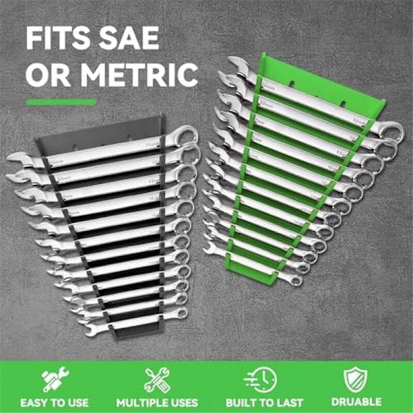4 Pak Magnetisk Nøgleorganisator Værktøjsbakker, Premium SAE (1/4-1/16 Tommer) og Metrisk (6mm - 24Mm) Nøgleholdere