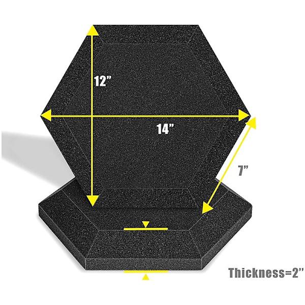 12 st Akustiska Skumpaneler, Hexagonala Studio Lutningspaneler, Ljudisolering, för Ljudisolering och Akustisk Behandling