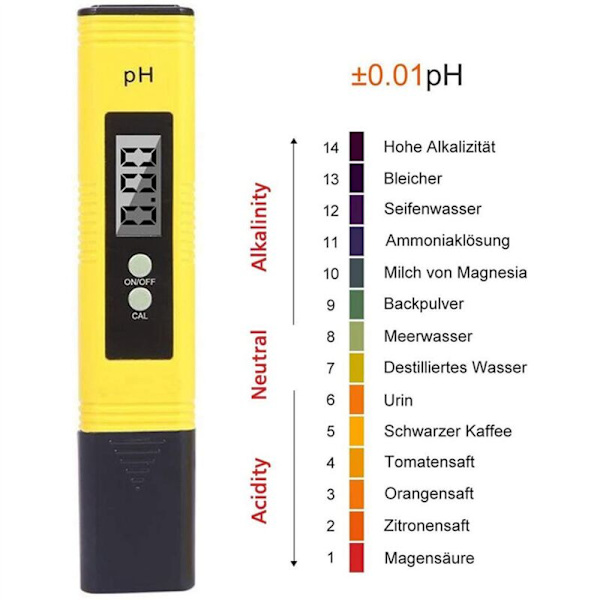2x Digital pH-mätare Tester 0,01 pH Kvalitetstest L' för Kök, Akvarium, Pool, Laboratorium