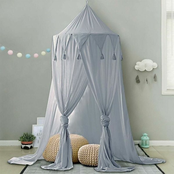Børneseng Himlen Baby Legestue Tag Billeder Omkring 240cm Højde Chiffon Hængende Chiffon til Soveværelse Dekoration til Seng og Soveværelse (Grå)