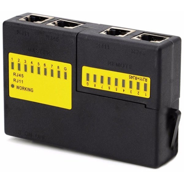 RJ45 RJ11 RJ12 UTP LAN Netværkskabel Tester Netværksværktøj, Batteri Ikke Inkluderet, Sort