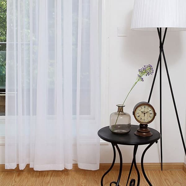 2 stk. Super bløde store håndfølelse hvide tylgardiner til moderne dekoration Solid Chiffon Voile Transparent Voile