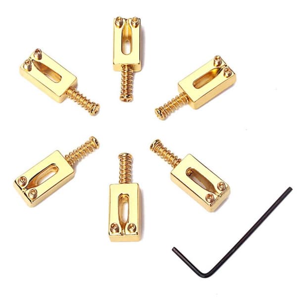 Gitarbro Rectangular for Elektrisk Strat Tele Utskifting, Gull (Pakke med 18)