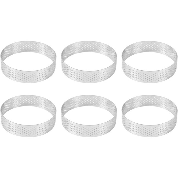 6 Pak Rustfrit Stål Kaffe Tamper Ringe, Varmebestandig Perforeret Kage Mousse Ring varme, kagering form, rund kage bageværktøjer