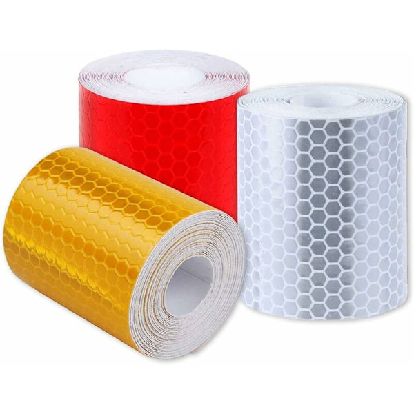 3 stk. Reflekterende Tape, Sikkerhedsadvarsel Synlighed Nat Reflekterende Tape Med Honningkagepil 5cm x 3m