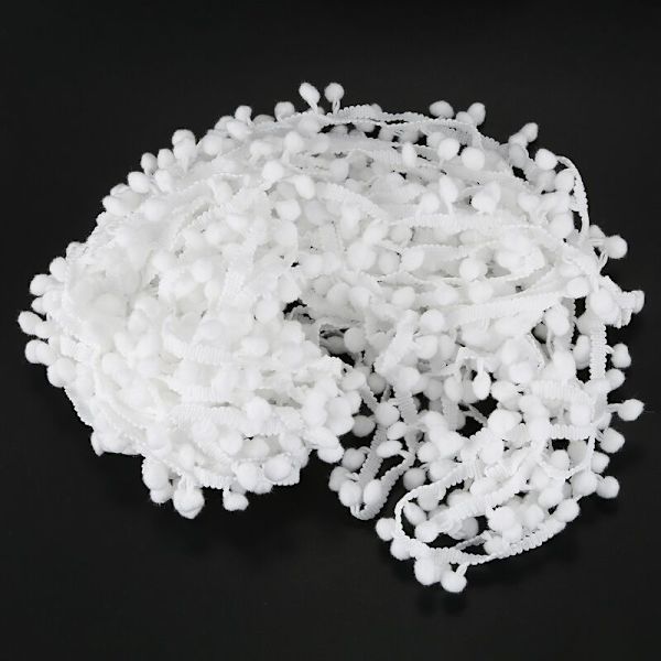 Pom Pom Trim Ball Fringe Band 20 Yard 10Mm DIY Sybehör Vit Spets