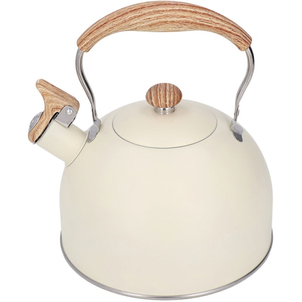 Visslande vattenkokare 2,5L Rostfritt stål Tekanna Vattenkokare Ergonomiskt handtag Tekanna Beige
