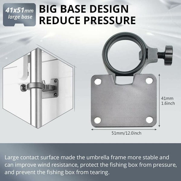 2 stk. altanparaplyholder i aluminiumlegering, fiskekasseparaplyholder, altanparasolfastgørelse, sammenklappelig fiskeparaplyholder til fiskekasse, fis