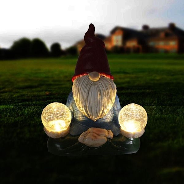 Nisse Statuer Hagedekorasjoner Nisse Solcellelys Statue Morsom Hagegård Dekorasjon for Hage Plen Ornament
