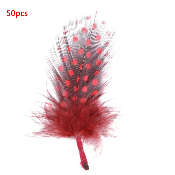50 stk. fjer applikation syning dekoration tøj hat DIY 5-10cm - Rød