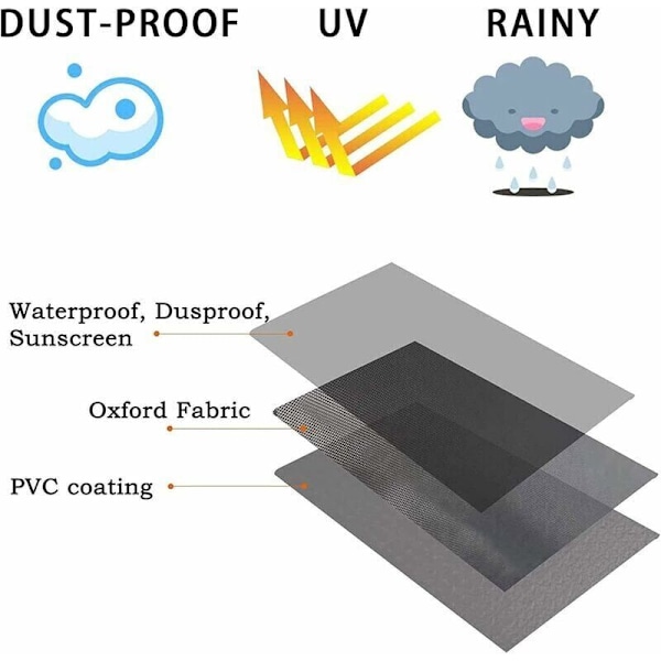 Vattentätt hörnsofftäcke för trädgårdssoffa Skyddande överdrag för L-formade utomhusmöbler Hörntarp Terrassmöbler 210d Anti-UV/Vind med förvaring