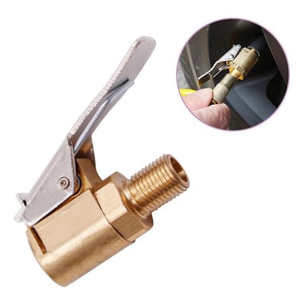 2-delt bilventil-adapter, 8 mm messingspids pumpeventil-inflationsventil-klemme-stikadapter til bil- eller lastbilhjul