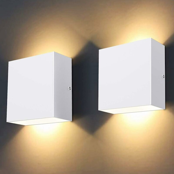 2 stk. Indendørs væglampe, 10W Indendørs LED væglamper, Dekorativ væglampe 3000K varm hvid, Moderne væglampe perfekt til soveværelse, stue, varm
