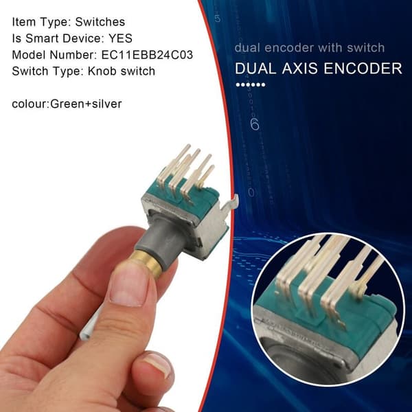 EC11EBB24C03 Dobbelt Encoder med Afbryder 30 Positioneringsnummer 15 Pulspunkt Håndtag 25Mm