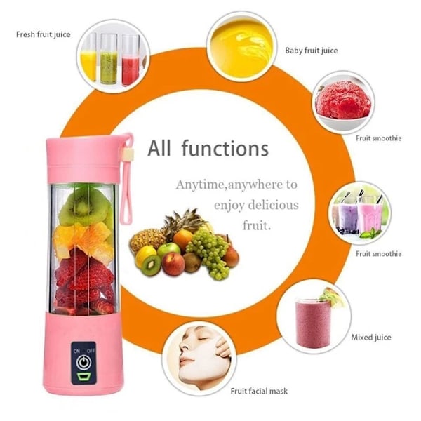 380ML Bärbar USB Laddningsbar Blender Saftkopp Smoothies Mixer Fruktmaskin 6 Blad - Lila