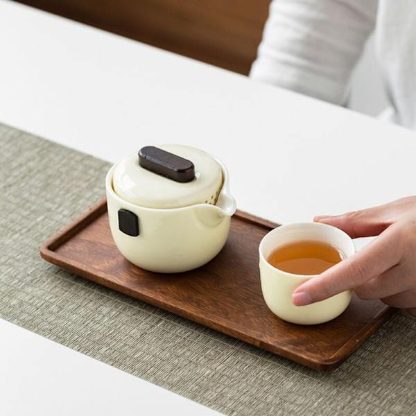 Serveringsbricka i valnötsträ, fyrkantig rektangel, te, kaffe, snacks, lunch, sushi, dessert, kakfat, 30 cm