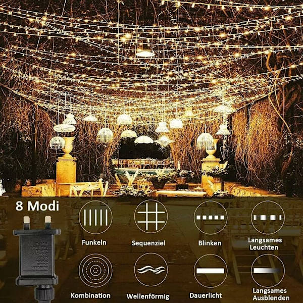 Gardinslys 6m x 3M 600 LED Lyslenkegardin, 8 Moduser Julebelysning Hjem Veggmontert Balkong Utendørs Innendørs Juledekorasjon Elektr