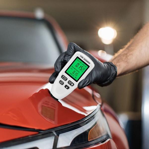 HW300MINI Digital Tykkelsesmåler Tester Auto Bil Lakk Måleinstrument Lakk Lag Måleverktøy Hvit