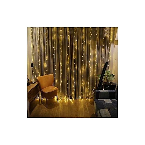 Lysguirlander 20m 200 LED'er, med EU-stik, 8 driftstilstande, Hjem Have Fest Ceremoni Dekoration (Varmt Hvidt)