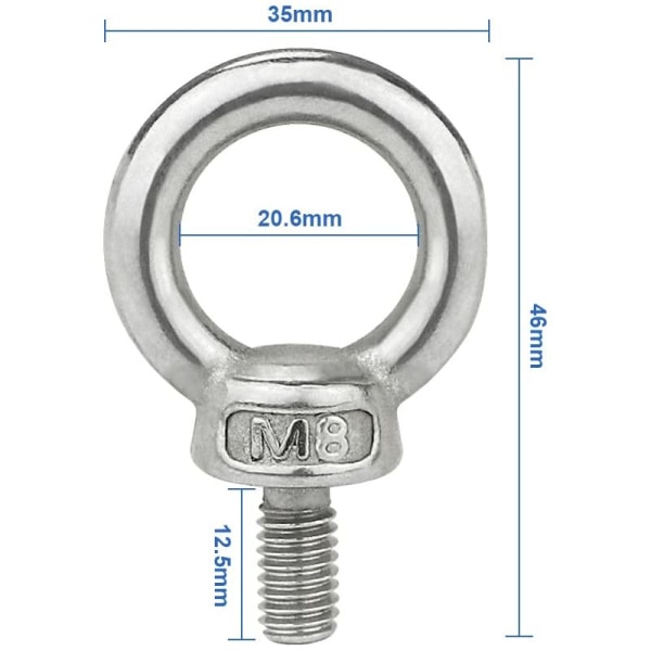 Silmäpultit M8 Nostolenkki Uroskierre Ruuvi 304 Ruostumaton Teräs 10 KPL Nostolenkit, Pyöreä Silmäruuvi Meritekniikan Nostopulteille Ja Varusteille