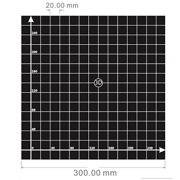 3D Printer Tilbehør 300X300Mm Varmeseng Platform Sticker Lim Struktur Med 1:1 Koordinater