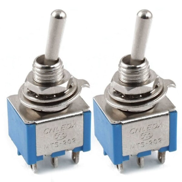 2X AC 3A / 250V 6A 125V 6 Pin DPDT on 2 Position Toggle Switch Blue