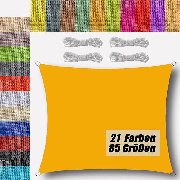 Skyggedug 3x3m Vandafvisende i 185g/㎡ Polyester Anti 95% UV Åbent solsejl til Have Terrasse Balkon Udendørs Mango Gul Rektangulær