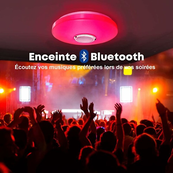 36W LED Loftlampe med Bluetooth Højttaler, Farveskiftende Loftlampe, Fjernbetjening og Mobil App, 3600LM, 3000-6500K, IP44, til Soveværelse, Li