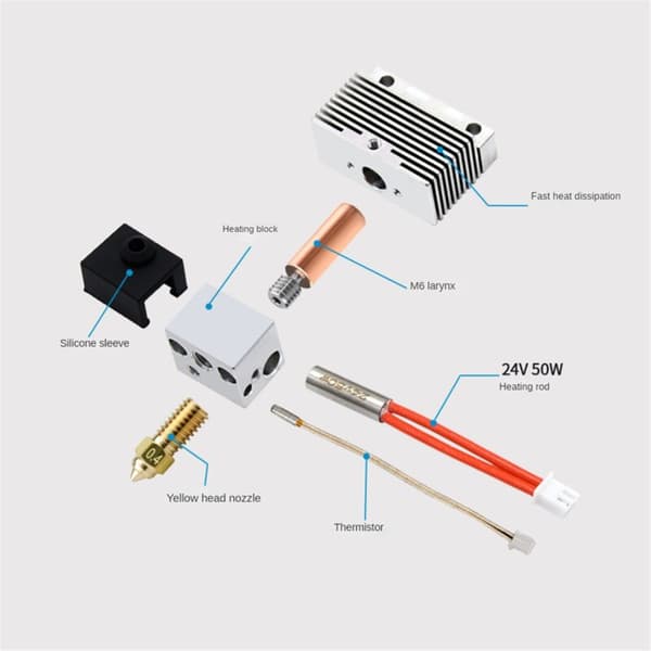 Til Neptune 4 4Pro Fuld Hotend Varmeelement Termistor POM Hjul Strømper Kobling Dele 3D Printer
