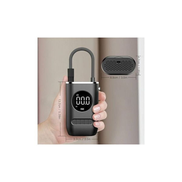Kannettava Ilmakompressori, 150 PSI Mini Sähköinen Pyörän Pumppu Digitaalisella Näytöllä ja LED-Valolla, 4000 mAh Akku, Langaton Auton Rengaspaineen Nostin Moottoripyörälle