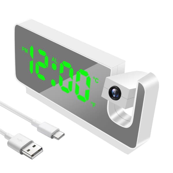 Elektronisk LED digital projektionsväckarklocka bordsväckarklocka med projektionstidsprojektor sovrum sängklocka B