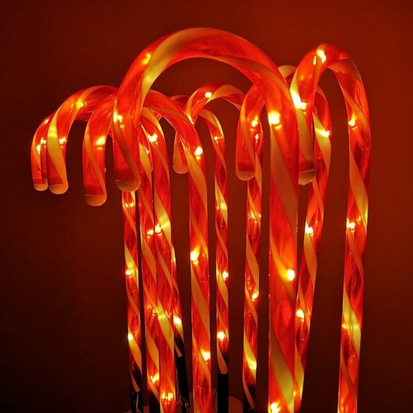 Christmas Candy Cane Lights Lampe Markers Patio Yard Dekorasjon Lights 1 sett