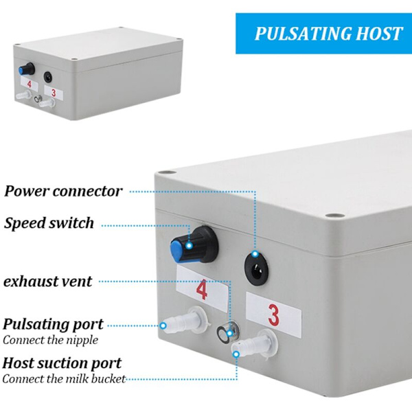 Vakuumpumpe vert 12V elektrisk melkemaskin tilbehør for esel sau ku elektrisk