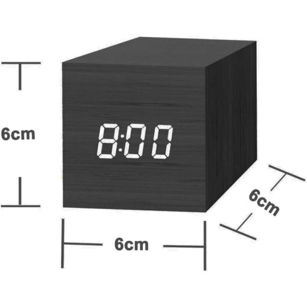 Digital väckarklocka, Mini Modern Cube skrivbordsväckarklocka med trä LED-ljus, visar tid och temperatur för barn, sovrum, hem, sovsalar, resor