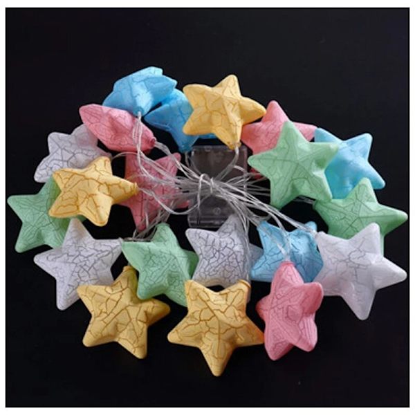 10LED Crack Fairy Star String Lights 1.5m LED-ljusslingor Jullampa Utomhus Trädgård Semester Bröllop Dekoration (Rosa Gul Blå Vit)