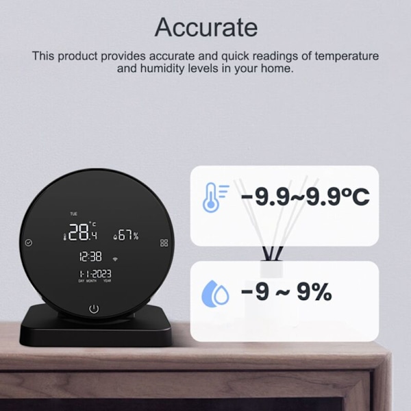 USB-laddningsbar temperatur- och fuktighetsdetektor Tuya WIFI Hygrometer för LCD-display IR-kontroller Sovrum