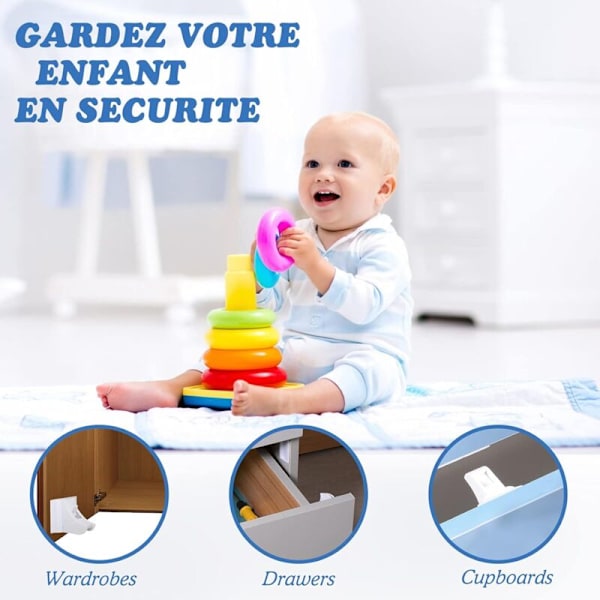 Baby Sikkerhedsskabsdørslås - Børnesikkerhedsskuffelåse Magnetisk Sikkerhedsskab (6 Låse + 2 Nøgler)