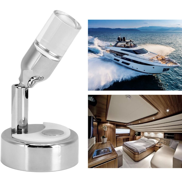 RV Läslampa Ytmonterad Touch Switch 3000K 3W Varmvit LED Dekorativ Nattbelysning för Båtar Yachter 12V
