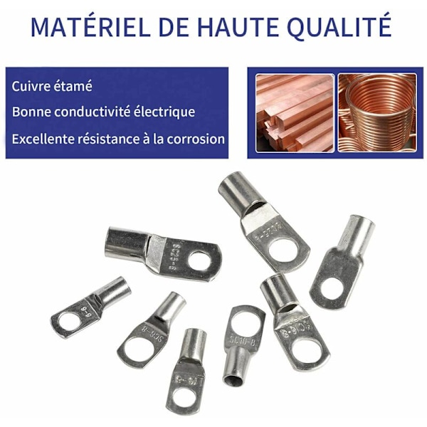 60 stk Elektriske Kabelskjøter Hullbolt Tinnet Kobber SC-Koblinger Krympe/Lodding for 6m㎡8m㎡10m㎡16m㎡25m㎡ Kabel