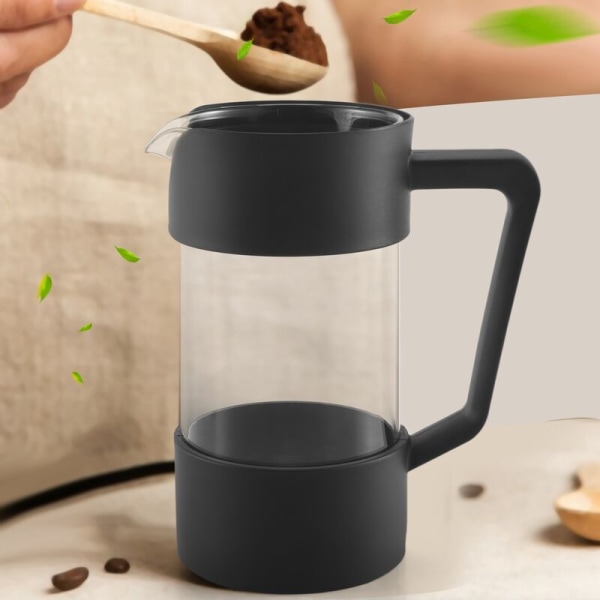 Fransk Press Kaffemaskine og Te-brygger, Rustfri og Opvaskemaskine Sikker Fortykket Borosilikatglas Kaffe-presse, Sort