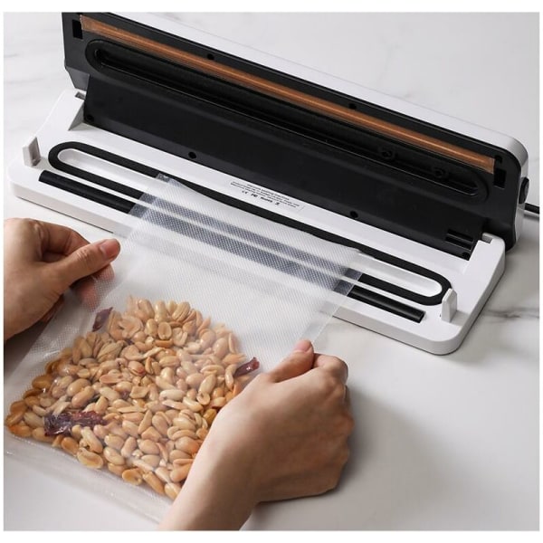 Vacuum Sealer, inkluderar dolda påsskärare och 10 matvakuumpåsar, svarta