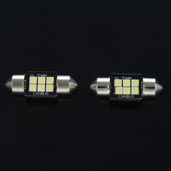 3X Canbus Led-lampor 3020 Chipset Lumens 400 Extreme För Inre Billampa Kupol Registreringsskylt Festoon 31Mm De3175 6428 Vit