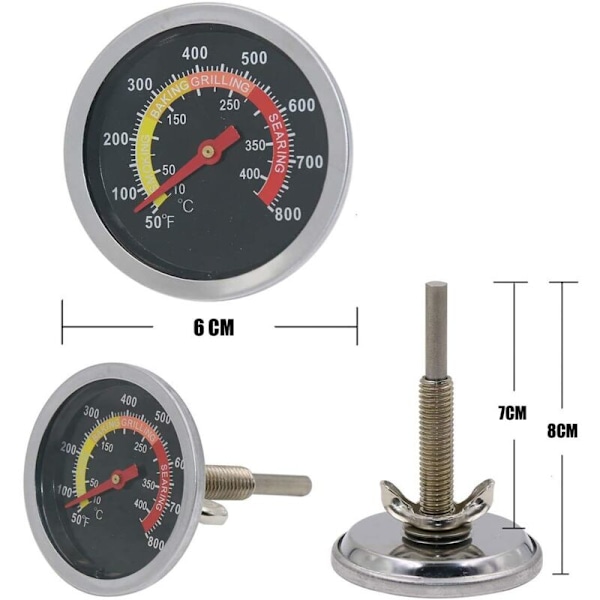 Termometer i rustfritt stål BBQ Termometer Temperaturmåler for grilling - RWThermometer
