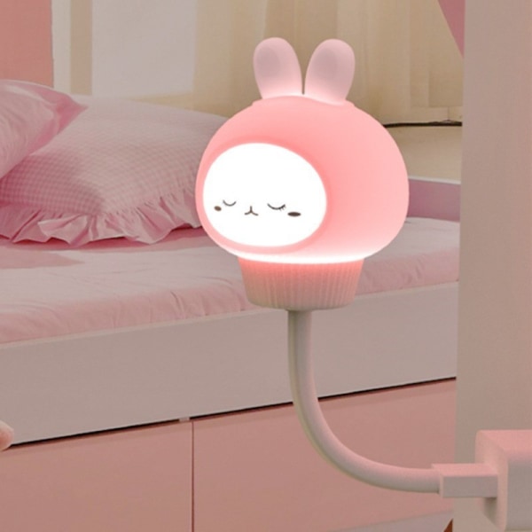 Natlys | Kaninlys med justerbar lysstyrke, tegneseriedyrs natlys, sødt børneværelseslys, varmt natlys til soveværelset, USB-opladning