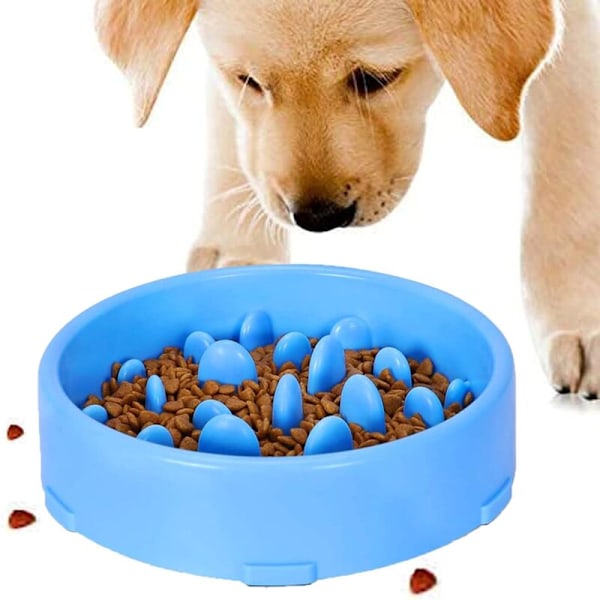 Langsom Foder Skål til Hunde, Langsom Foder Anti-Skrid Design Sjov Interaktiv Foder Katte og Hunde Skål, Fremmer Sund Spisning (Blå)